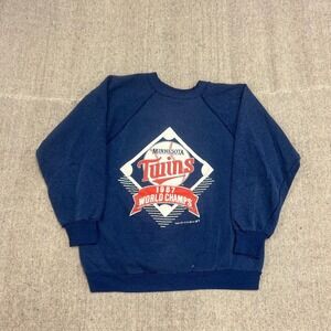 Vintage Minnesota Twins Sweatshirt Mens Small Blue 1980s World Champion MLB